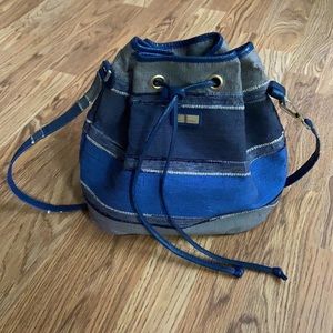 Jim Thompson 🦋 Stunning Blue Silk Drawstring Pouch Shoulder Bag Crossbody